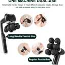 Massage Gun with Extension Handle, Handheld Foot Back Neck Shoulder Massager with 6 Adjustable Speeds & Modes and 5 Replaceable Heads for Gym & Home Use, Birthday Gifts for Men