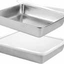 2 Set Baking Pan with Lid 12 x 9-inch Cake Cookie Cooking Sheets Stainless Steels Pans Covered Deep Dtainless Dteels Tray for Oven Baking