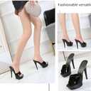 Women Fish Mouth Sky High Heel Platform Sexy Party Slides Round Open Toe Slip On High Heeled Backless Prom Sandals Fashion Stiletto Dress Bridal Evening Shoes, 42