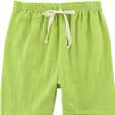 Children's Cotton Linen Shorts for Summer, Beach Vacation Shorts for Baby Boys & Girls, Colorful Linen Pants (4T, Green)