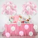 HILAVO Pink Bow Balloons, 12 Inch Pastel Light Pink Transparent White Bow Print Coquette Balloon for Girls Women Birthday Bachelorette Party Bridal Baby Shower Wedding Anniversary Decorations Supplies