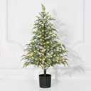 Waipfaru Small Christmas Tree with Lights, 3 FT Pre-Lit Mini Christmas Tree Potted, Artificial Real Touch Realistic Cedar Xmas Trees for Front Porch Outdoor Indoor Garden Farmhouse Home Decor