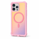 Bonoma for iPhone 15 Pro Max Case, Iridescent Back, Magnetic Support for MagSafe Shockproof Cover, Crystal and Corner High-Duty Protection for Girls Women -Pink
