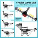 #WEJOY 2-in-1 Reclining Camping Chair with Footrest for Adults Folding Lounge Chair with Adjustable Backrest Lightweight Camping Chairs Heavy Duty Camp Chairs for Outdoor (2 Pack Black Grey)