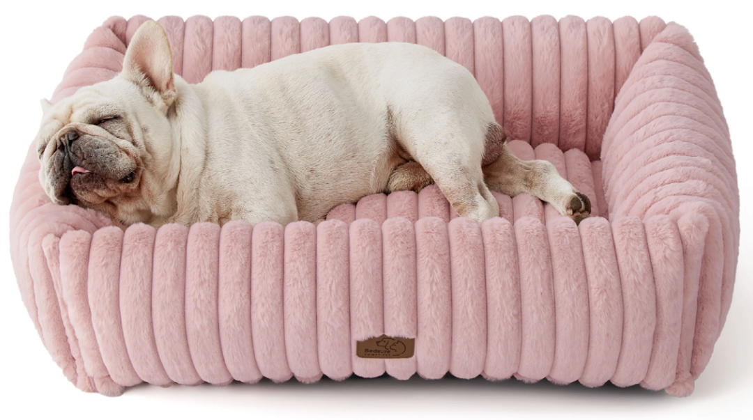 Bedsure ComfyFleece™ Cute Dog Couch for Dogs - As Seen on TV on Good Day New York, Dog Couch Bed with Removable, Washable Cover, Supportive Pet Sofa, for Large Dogs, 36inch, Blush Pink