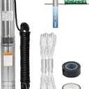 1HP Deep Well Submersible Pump 115V/60Hz, 34GPM, 196ft Head, with 33ft Cable, Stainless Steel Water Well Pump for 4'' Deep Well, Industrial, Irrigation and Home Use Submersible Well Pumps