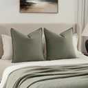 MIULEE Euro Sham Pillow Covers for Bed 26x26, 2 Pack Olive Green Thick & Textured Decorative Throw Pillow Covers, Neutral Linen Cushion Cases, Modern Farmhouse Home Decor, No Filling