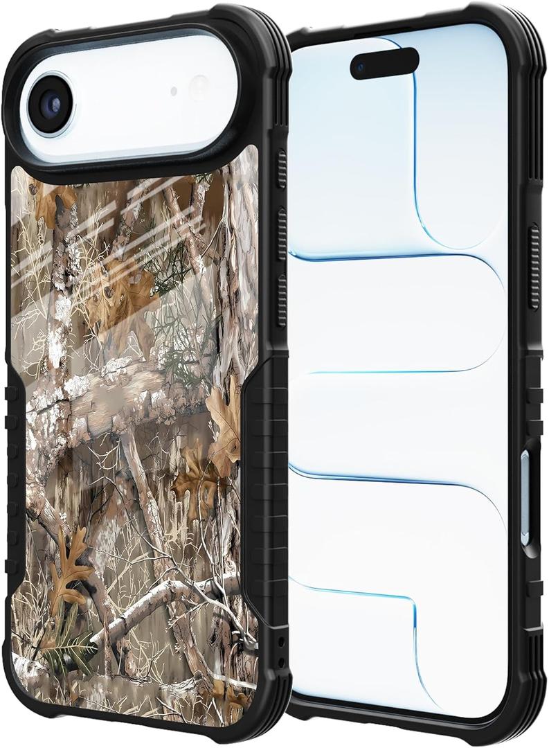 Camo Leaf Camouflage Design Compatible with iPhone 17 Air Case for Scratch-Resistant Shockproof Acrylic Back Panel and Elastic Soft TPU Frame Protection Cover