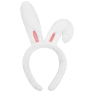 White Bunny Ears Headbands for Women Cute Easter Rabbit Hair Bands with Tipped-Up Ears Plush Rabbit Hair Hoops for Party Cosplay Easter Festive Hair Accessories for Egg Hunts Spring Celebrations (1 Count (Pack of 1), Style-03)