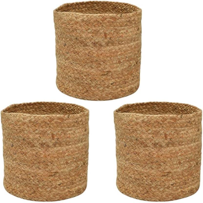 Kalakriti (Pack of 3, 6 Inch Height Jute Planter Basket | Sustainable Woven Rope Storage for Decorating Indoor | Outdoor | Modern Style Decor | Natural Jute | Plants Pots Multi-Purpose Bins Brown