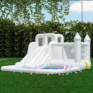 12.5FTx10.6FT Oxford White Bounce House, Kids Inflatable Castle with Slide and Ball Pool, Medium to Large Inflatable Bounce House, Can Be Used Indoors or Outdoors, Wet and Dry Use, Multi-Functional Toy
