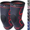 2 x APEXUP Compression Knee Brace for Women, Copper Compression Sleeve for Knee Support, Arthritis Pain Relief, Meniscus Tear, ACL, Running (Small, Dark Grey+Red)