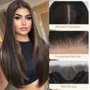 13x6 Synthetic Lace Front Wigs For Black Women Highlight Brown Mix Black Wigs 26 Inch Long Layered Straight Wigs For Women 100% Futura Premium Wigs With Bangs Beginner Friendly Daily Party Use