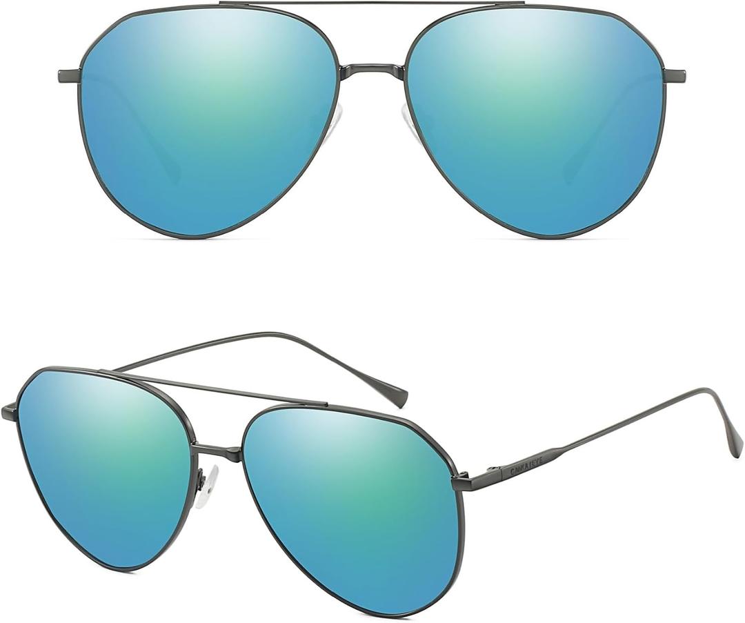 GMKATEYE Fashion Oversized Aviator Sunglasses for Women & Men, UV 400 Protection Ultra Lightweight Metal Pilot Sun Glasses