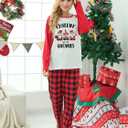 Matching Christmas Pajamas for Family/Couples, Plaid Pants with Christmas Tree Printed Tops Sleepwear, Xmas PJs Sets (Small, Dwarf)