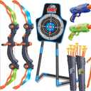 SpringFlower 2 Bow and Arrow Sets with LED Light-up,2 Foam Dart Guns for Kids 5 6 7 8 9 10+ Years Old, Archery Set with Standing Target for Boys & Girl, Ideal Gift (Blue)
