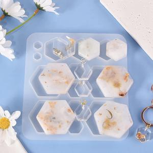 UR Urlifehall 5 Pcs Hexagon Jewelry Resin Molds Silicone Resin Casting Molds Mixed Patterns UV Epoxy Resin Molds for Jewelry Making Supplies