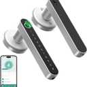 IRONZON Fingerprint Door Handle for Bedrooms - 190Y 4-in-1 Fingerprint Door Lock with Keypad and App Control, Smart Knob for Bedroom with Key, Keyless Entry Door Handle - Silver