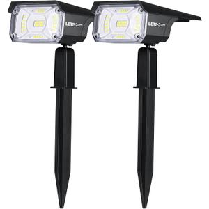 LEREKAM Solar Spot Lights, IP65 Waterproof 40 LEDs Landscape Spotlights,USB & Solar Powered Wall Lights Dark Sensing Auto On/Off,3 Modes Outdoor Solar Garden Lights for Yard Porch 2 Pack