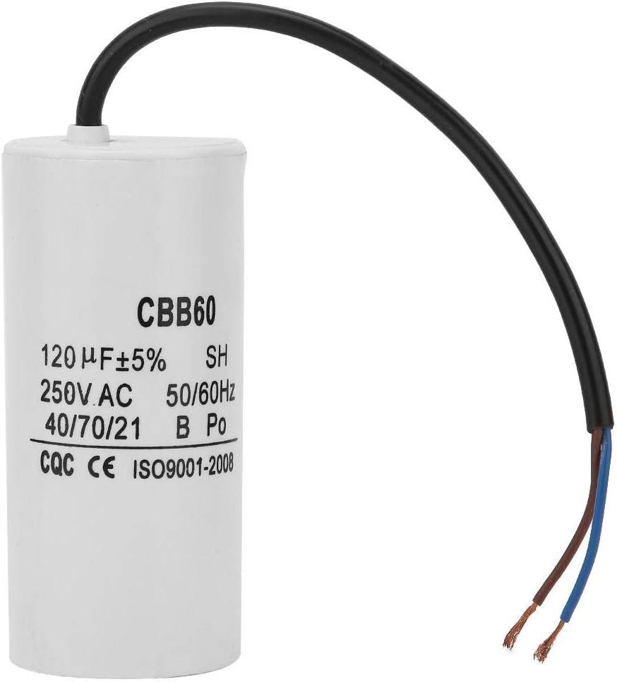 CBB60 Run Capacitor, Wire 250VAC 120uF 50/60Hz Capacitor for Motor Air Compressor