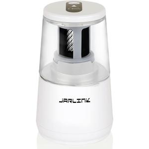 JARLINK Electric Pencil Sharpener, Heavy-Duty Helical Blade to Fast Sharpen, Auto Stop for No.2/Colored Pencils(6-8mm), AC Adapter/Battery Operated in School Classroom/Office/Home (White)