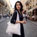 Lace Tote Bag Boho Purse Beach White Lace Shoulder Bag Chic Shabby Casual Handbag for Women Travel Vacation
