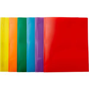 Amazon Basics Heavy Duty Plastic Folders with 2 Pockets for Letter Size Paper, Assorted Colors, Pack of 6