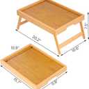 VERTORGAN 3 Pack Bamboo Bed Tray Table with Folding Legs, Breakfast Trays, Serving Tray, Laptop Tray for Working, Food Snack Tray for Bed and Sofa (Natural)
