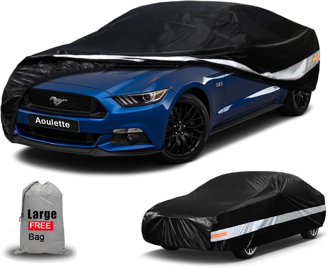 Ford Car Cover Custom Fit for Ford Mustang, Waterproof Car Cover for Automobiles All Weather, Lightweight Full Exterior Cover Outdoor Sun Rain Dust Snow Wind Protection.
