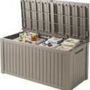 200 Gallon Outdoor Deck Box Waterproof, Large Storage Box for Patio, Resin Storage Bench Lockable for Garden Tools, Package Delivery, Grey