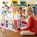 Barbie 3-Story Townhouse Dollhouse with Elevator, Swing Chair, Furniture and Accessories, Fold for Portability and Travel, Standard