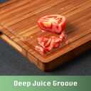 Allsum Bamboo Wood Cutting Board for Kitchen, 1" Thick Butcher Block, Cheese Charcuterie Board, with Side Handles and Juice Grooves, 16x11"