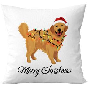 Golden Retriever Pillow Cover - 18x18, Perfect Golden Retriever Gifts for Christmas