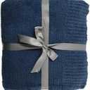 JOOJA Navy Blue Knit Throw Blanket Knitted Boucle Blankets Decorative Soft Fuzzy Throw Bed Blanket for Women Couch 50x60 Inches 50x60 Inches Navy Blue