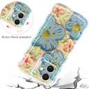 Jusy Compatible with iPhone 11, Colorful Retro Oil Painting Printed Flower Laser Glossy Pattern Cute Curly Wave Phone Case Soft TPU Cover for Girly Women - Blue