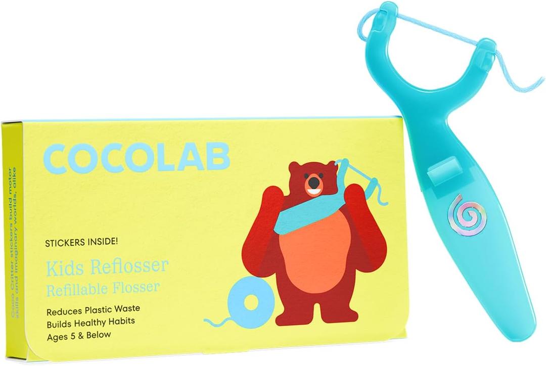 Kids Reflosser by Cocolab, Reusable Floss Holder, BPA Free Flosser for Children, Easy to Use Kids Floss Pick for Ages 5 and Under, 1 Pack, Cocofloss Not Included