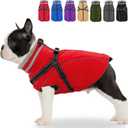 Fragralley Dog Coat with Harness Built in, Waterproof Windproof Reflective Warm Puffer Jacket, Fleece Lined Vest Winter Parka for Small, Medium, Large Dogs (Red), S