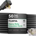 PLUGTUL 20AMP Extension Cord 50FT, NEMA 5-20 Heavy Duty Extension Cord, Lighted End, 12Gauge, SJTW, 20AMP 125V 2500W, Black