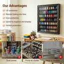 Minifigure Display Case Wall Mounted Lockable Cabinet with UV Door, Adjustable Shelves & Anti-Slip Strips for Building Block Toys, Model Cars, Action Figures, Coins, Medals, Black