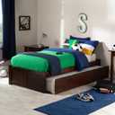 AFI Concord Twin XL Size Platform Bed with Footboard & Twin XL Trundle in Walnut