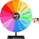 GADFISH 24-inch Tabletop Spinning Prize Wheel, Spin Doodle Game Spinner, Storable Prize Wheel Spinner with Stand, Wheel of Fortune Game, Suitable for Family Games, Party Games, 14 Colors