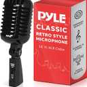 Pyle Classic Retro Dynamic Vocal Microphone - Old Vintage Style Unidirectional Cardioid Mic with XLR Cable - Universal Stand Compatible - Live Performance, In Studio Recording, Black