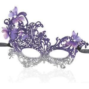 Masquerade Mask for Women, Fit Well Mardi Gras Mask with Adjustable Strap for Masquerade Costume Party (Butterfly-sliver&purple)