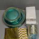 200PCS Green Plastic Plates for 25 Guests, Disposable Plates with Gold Rim, Includes 50 Dinner Plates, 75 Gold Silverware, 25 Cups, 25 Napkins, 25 Straws Wedding, St. Patrick's Day, Easter