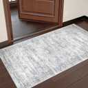 2x4 Washable Rug Runner for Bathroom, Soft Entryway Rug for Laundry Room, Kitchen, Vintage Abstract Hallway Runner for Bedroom, Anti-Slip Door Mat Indoor Entrance(2'x4', Grey/Ivory)