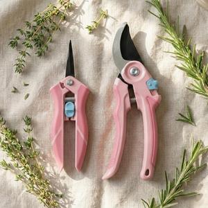 NEXON Garden Pruning Shears 2 Pack, 8" Bypass Hand Pruner & 6.25" Precision Garden Scissors, Professional Garden Clippers for Plants and Flowers Pink
