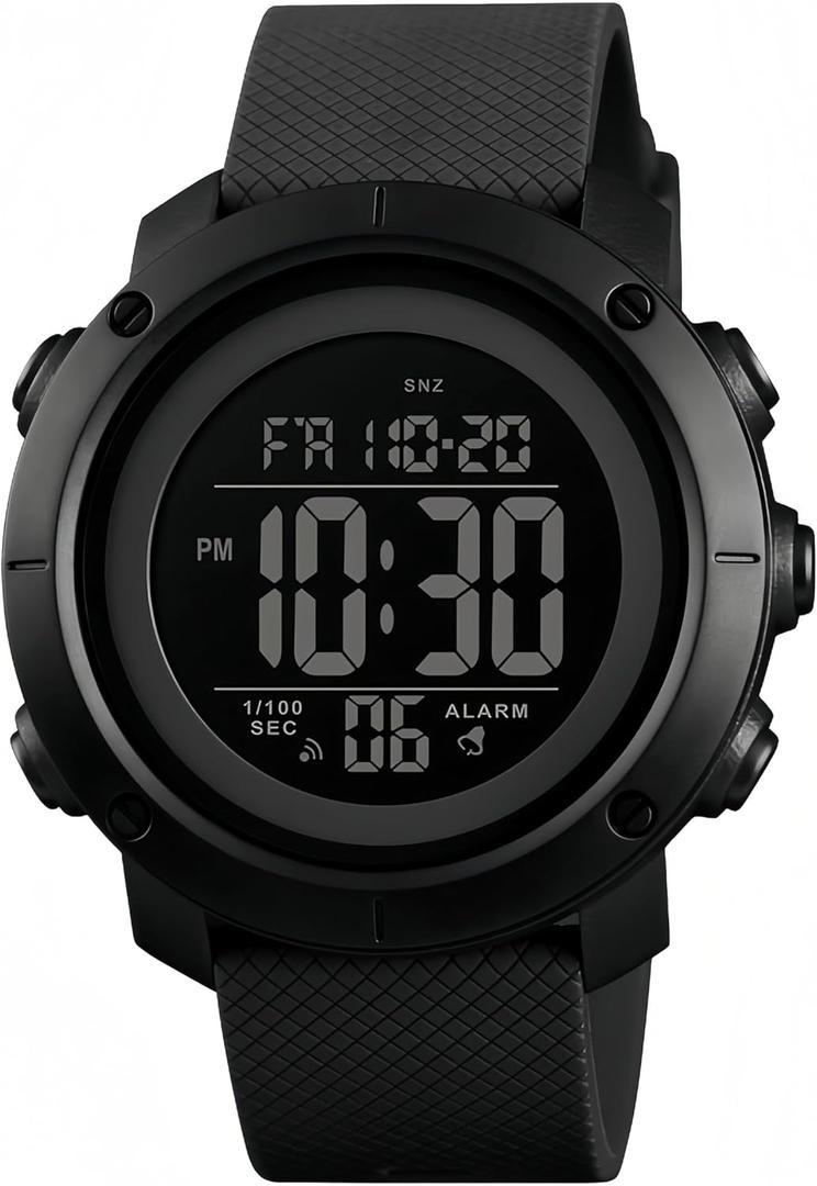 Digital Watch Sports Waterproof Military Back Light Small Watch for Men Black 1426