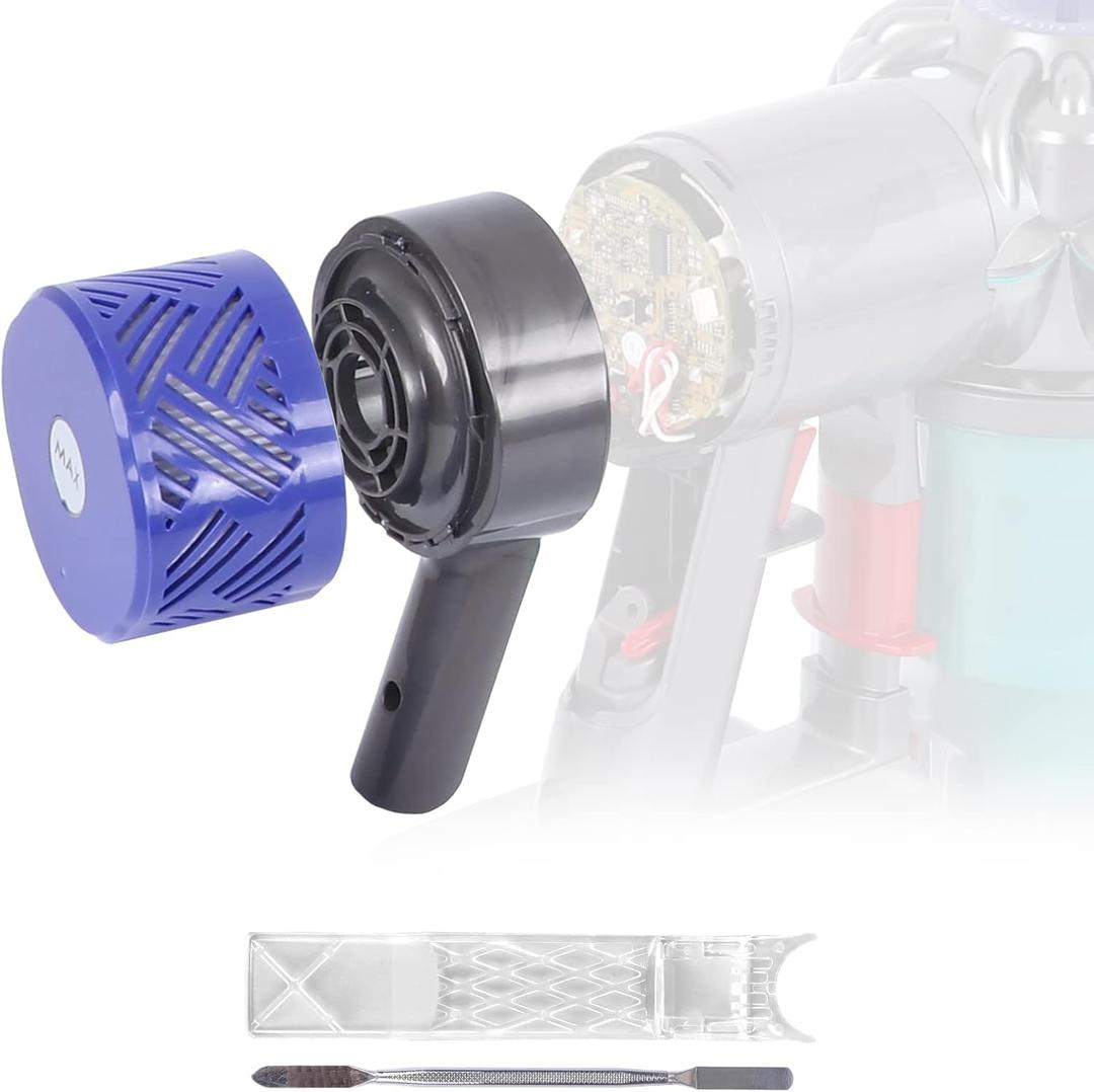 Motor Rear Cover + Post HEPA Filter Compatible with Dyson V6 DC58 DC59 DC62 DC72 DC74 SV03 SV04 SV05 SV06 SV07 SV08 SV09 Vacuum Cleaner, Upgrade V6 Replacement Parts (Grey)