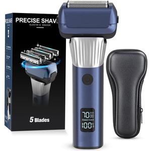 Men's Foil Electric Shaver with 5 Blades,Electric Razor for Men, Cordless Wet Dry Shaver with Beard Trimmer USB-C Rechargeable Shaver with Premium Travel Case Gift for Men Him