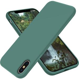 OTOFLY Compatible with iPhone X Case,Ultra Slim Fit iPhone Xs Case Liquid Silicone iPhone 10 Case with Full Body Protection Anti-Scratch Shockproof Bumper, 5.8 inch, (Pine Green)